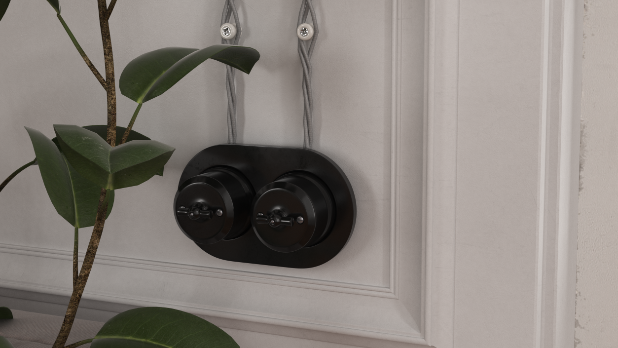 Electrical Retro Switches Ceramic Black 3D model