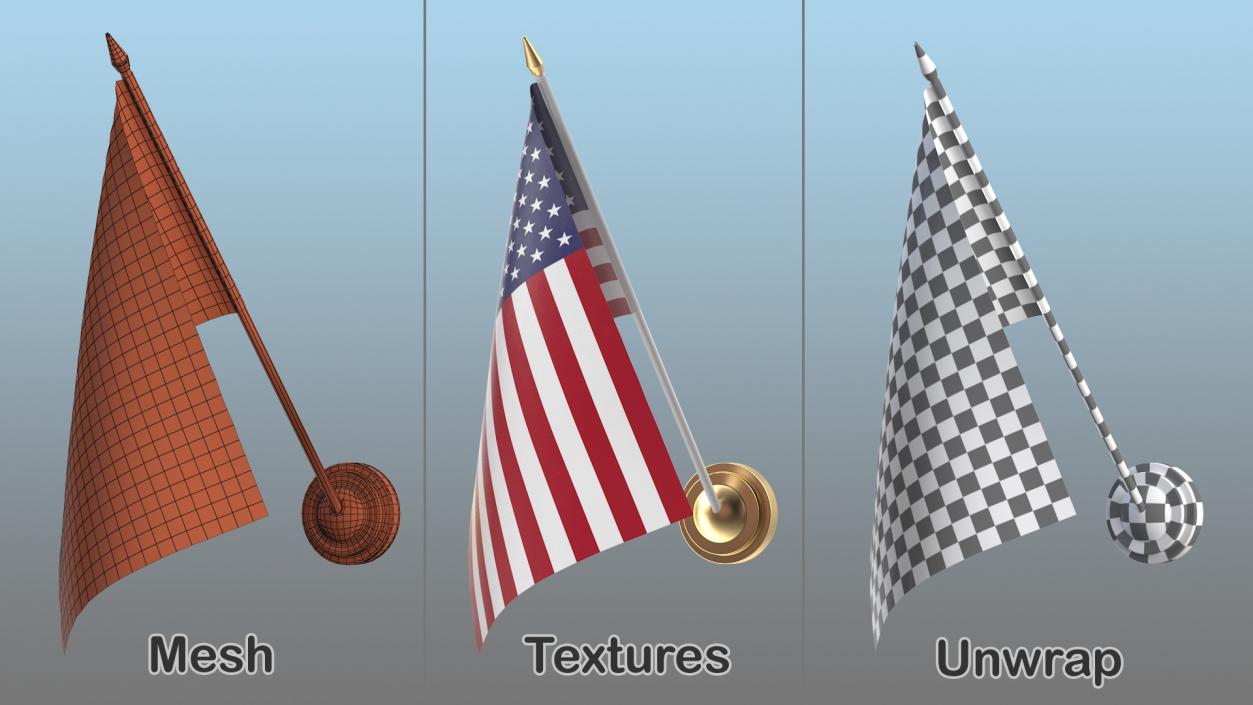 3D Wall Flag USA model