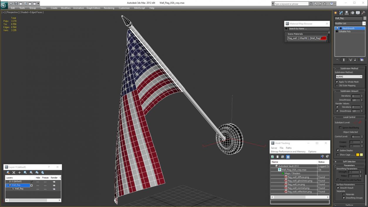 3D Wall Flag USA model