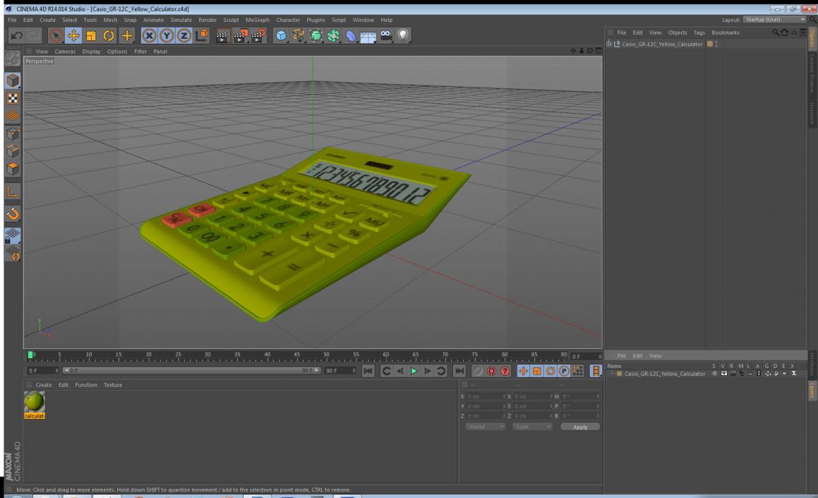 3D model Casio GR-12C Yellow Calculator