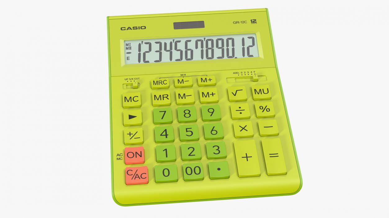 3D model Casio GR-12C Yellow Calculator