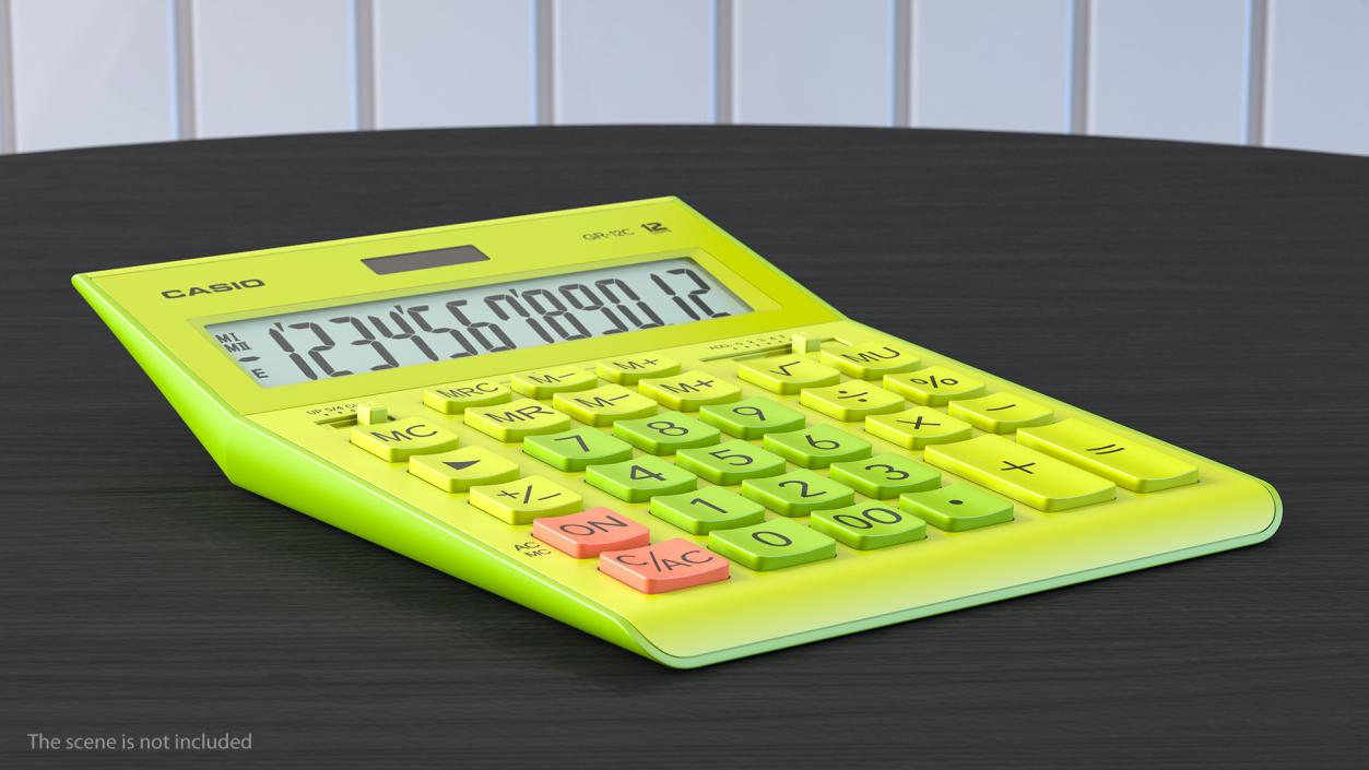 3D model Casio GR-12C Yellow Calculator