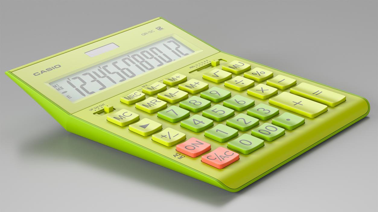 3D model Casio GR-12C Yellow Calculator