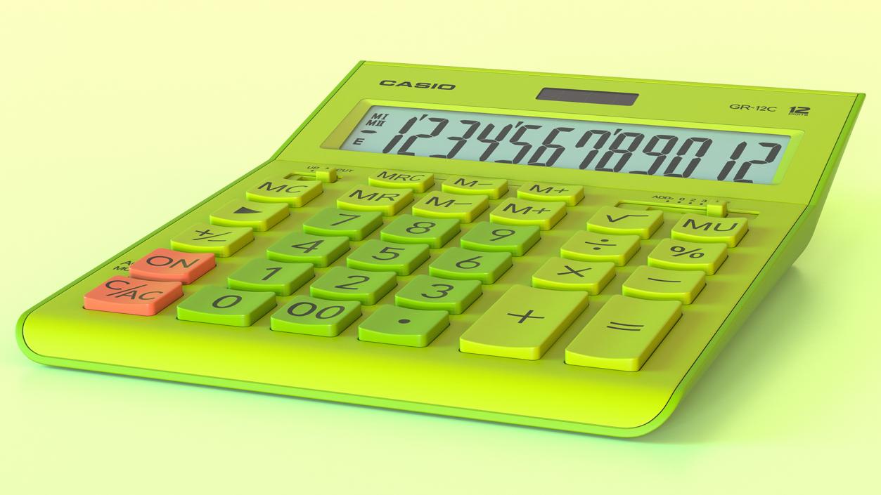 3D model Casio GR-12C Yellow Calculator