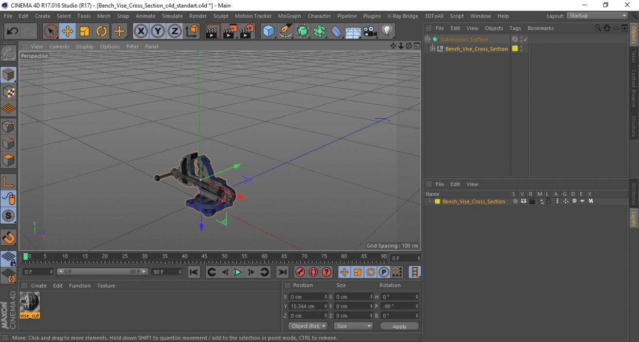 Bench Vise Cross Section 3D model