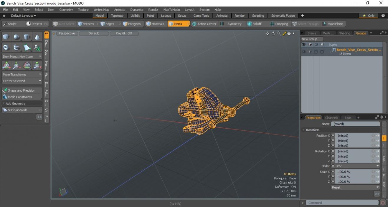 Bench Vise Cross Section 3D model