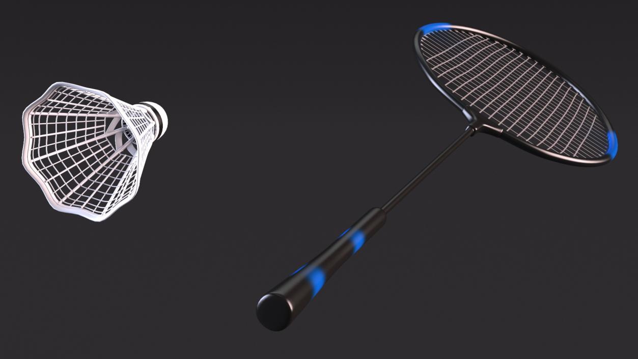 3D Badminton Racquet and Shuttlecock model