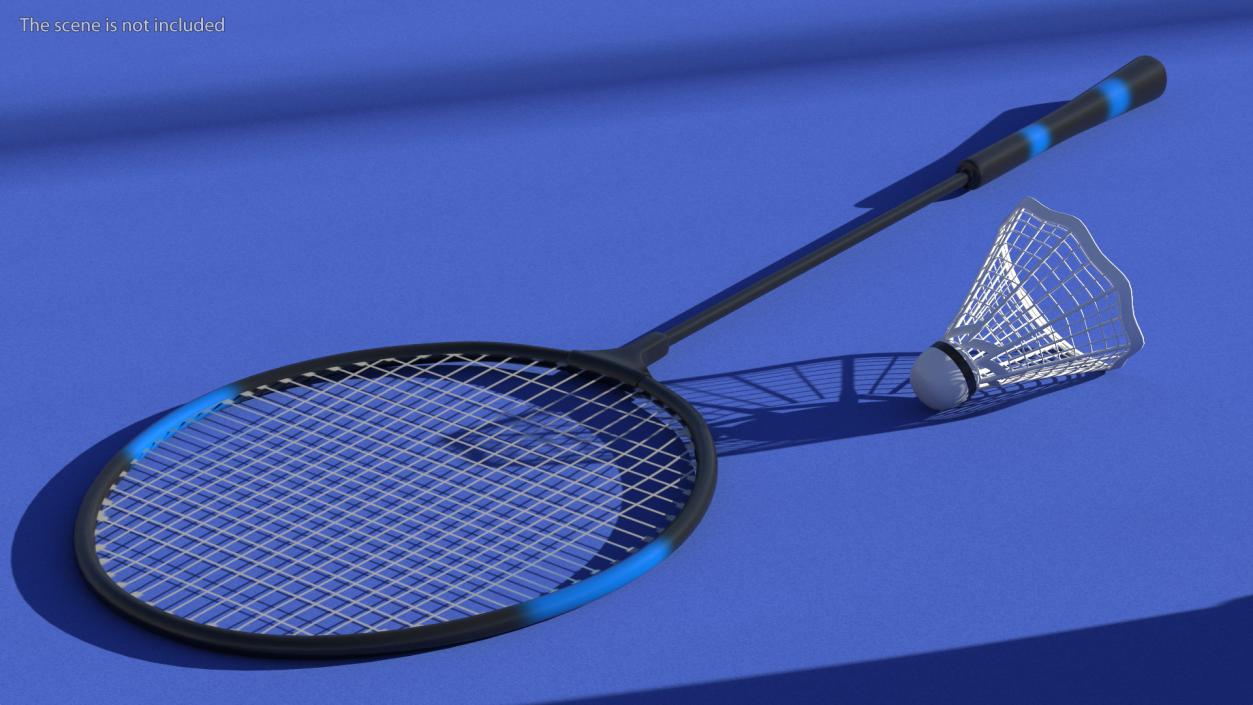 3D Badminton Racquet and Shuttlecock model