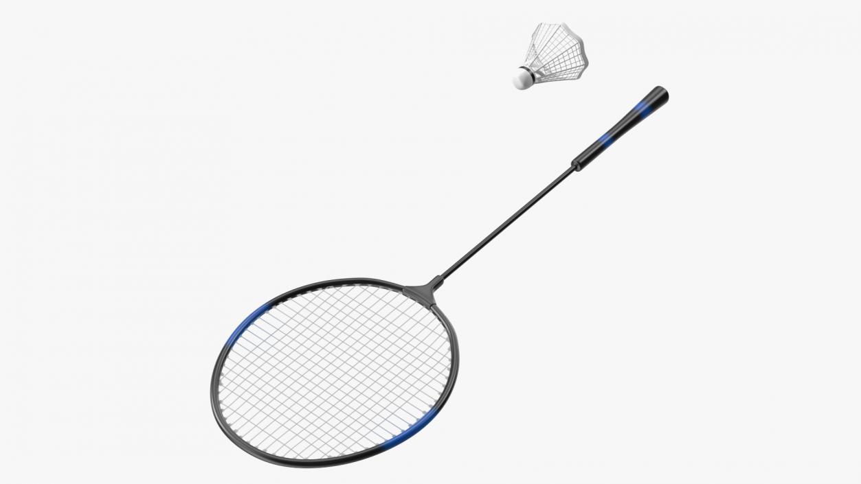 3D Badminton Racquet and Shuttlecock model