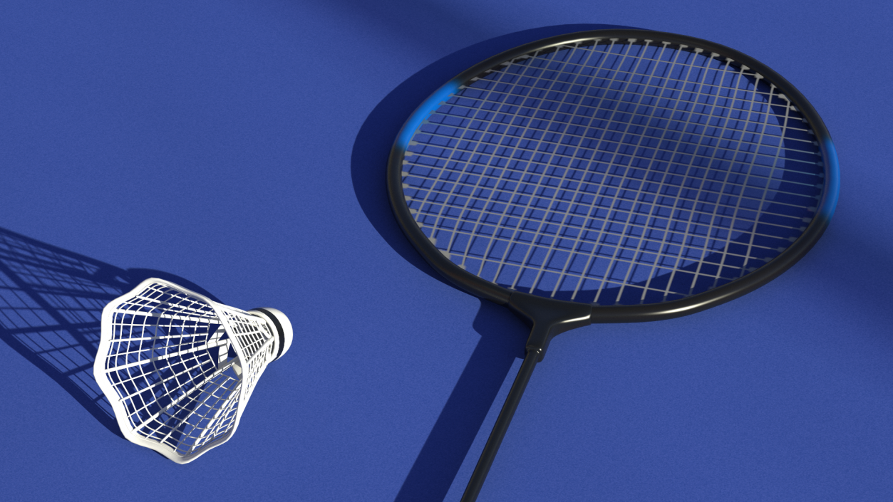 3D Badminton Racquet and Shuttlecock model