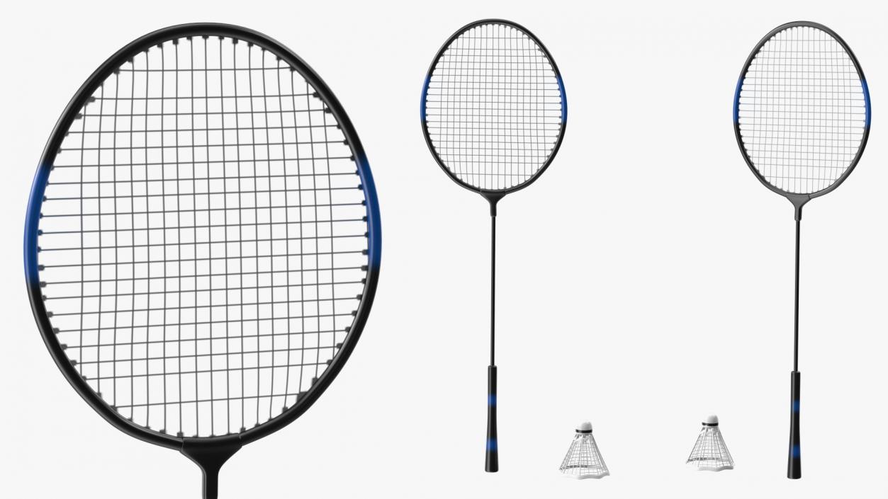 3D Badminton Racquet and Shuttlecock model