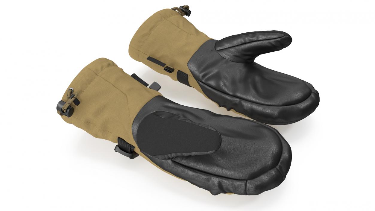 3D Insulated Mens Ski and Snowboard Mittens Beige