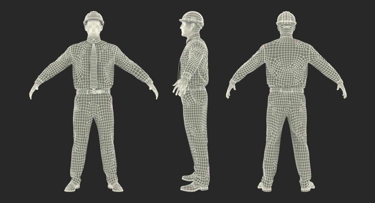 3D model Construction Engineer in Hardhat  Rigged