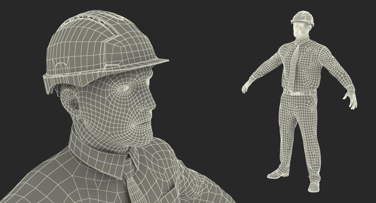 3D model Construction Engineer in Hardhat  Rigged