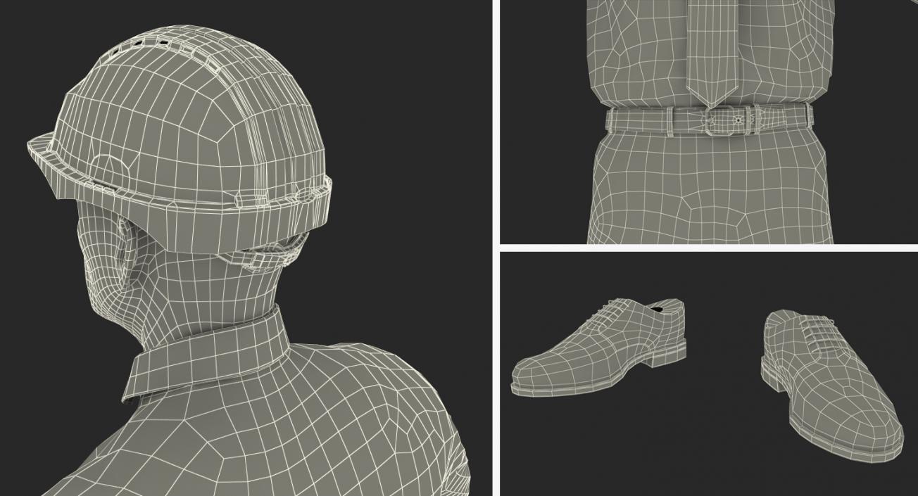 3D model Construction Engineer in Hardhat  Rigged