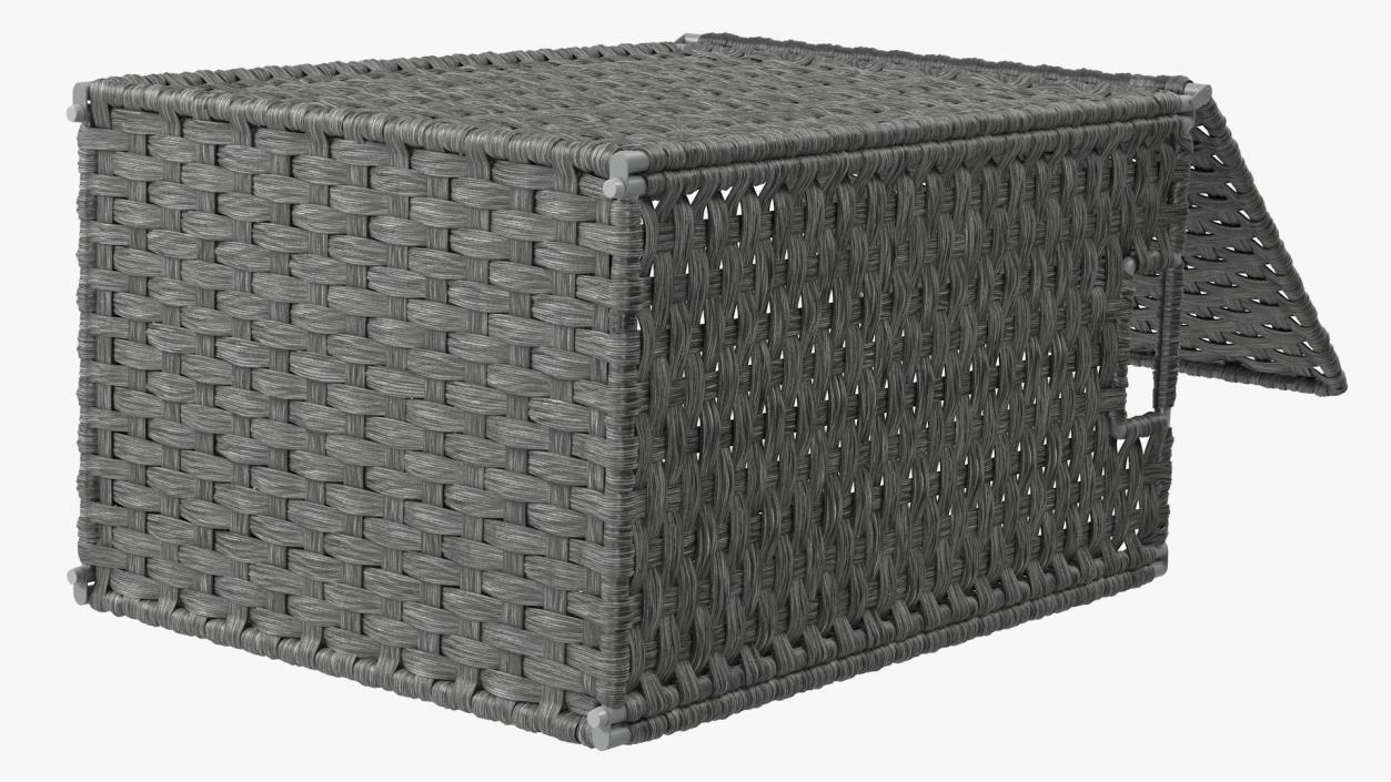 Wicker Laundry Basket Black 3D