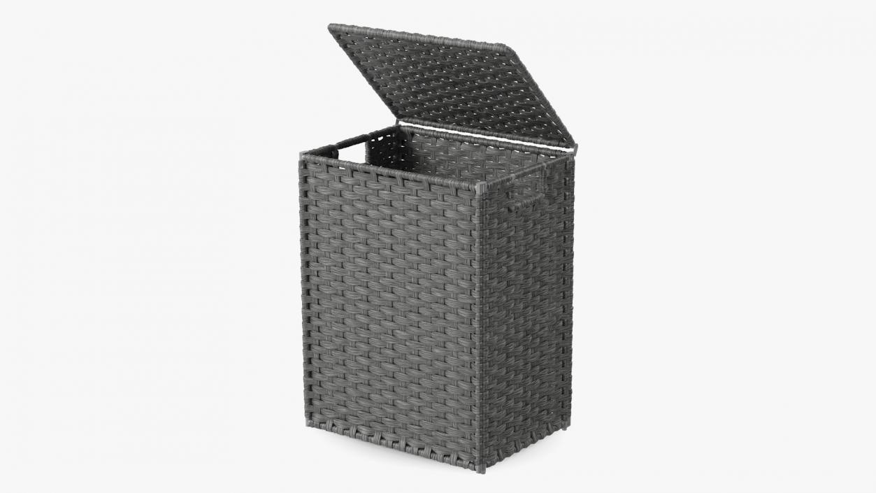 Wicker Laundry Basket Black 3D