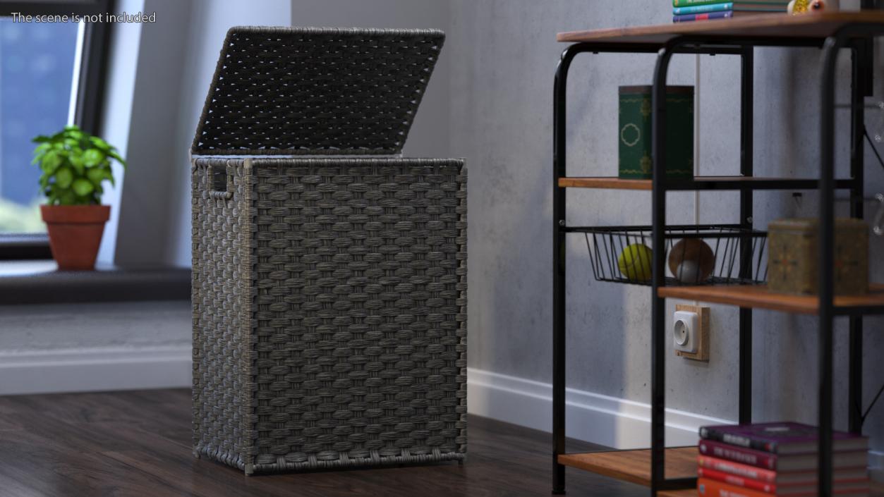 Wicker Laundry Basket Black 3D