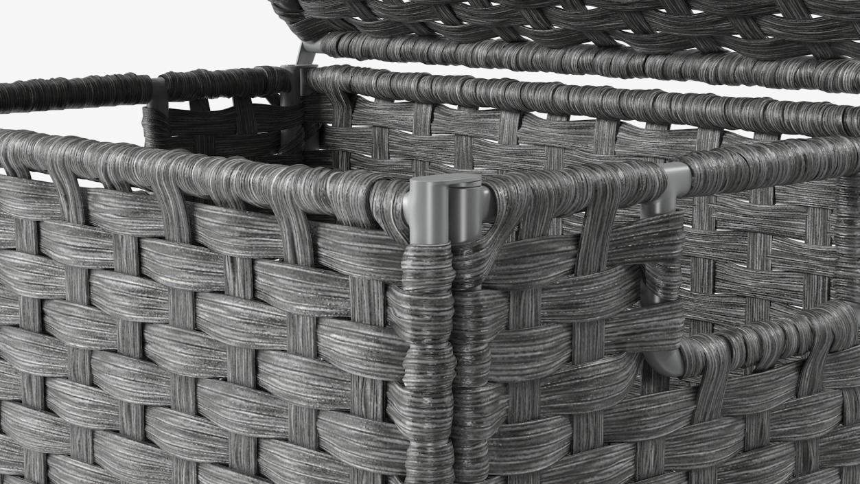 Wicker Laundry Basket Black 3D