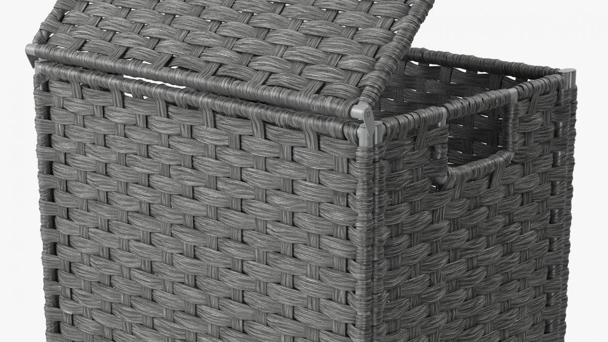 Wicker Laundry Basket Black 3D