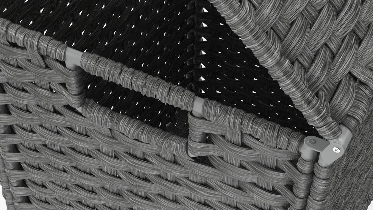 Wicker Laundry Basket Black 3D