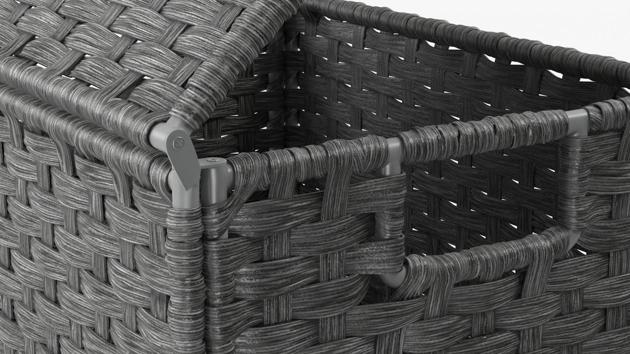 Wicker Laundry Basket Black 3D