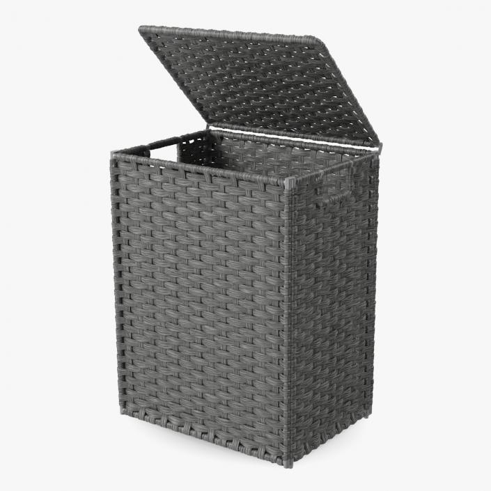 Wicker Laundry Basket Black 3D