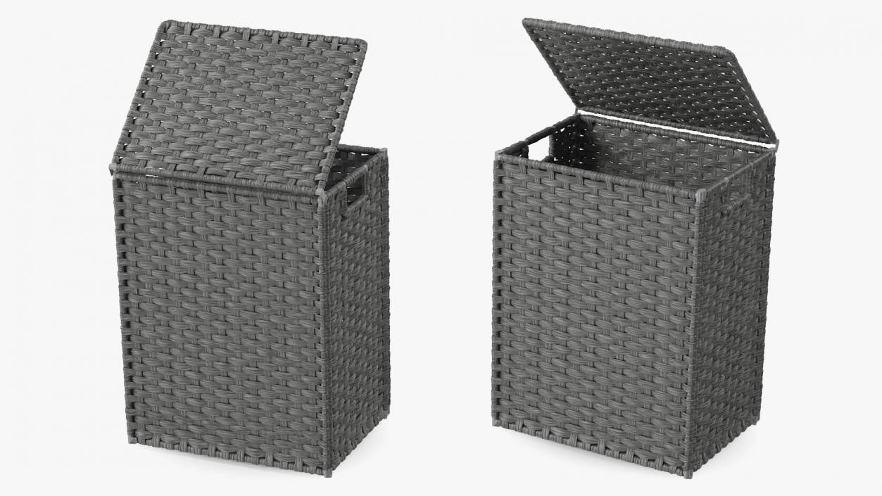 Wicker Laundry Basket Black 3D