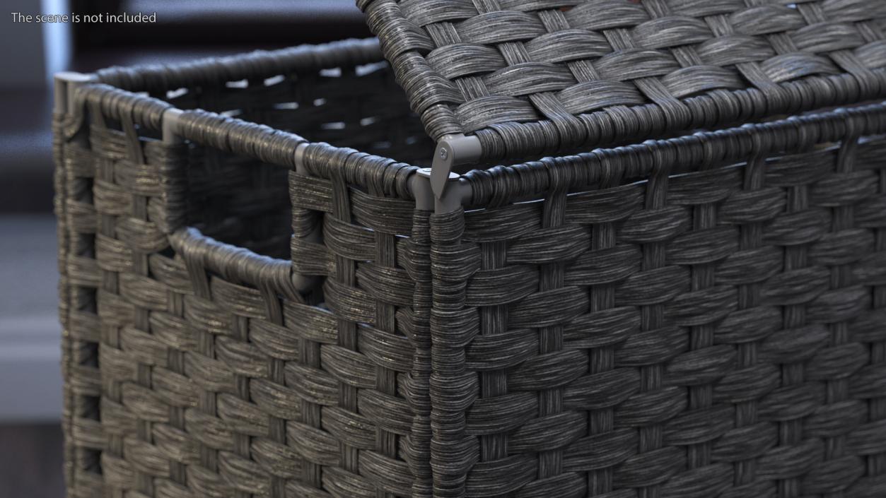 Wicker Laundry Basket Black 3D