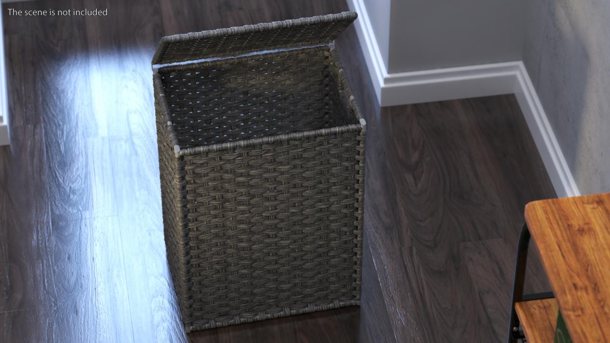 Wicker Laundry Basket Black 3D