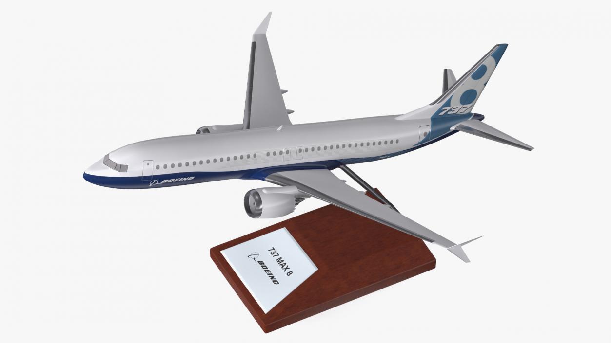 Boeing 737 Max 8 Scale Model with Stand 3D model