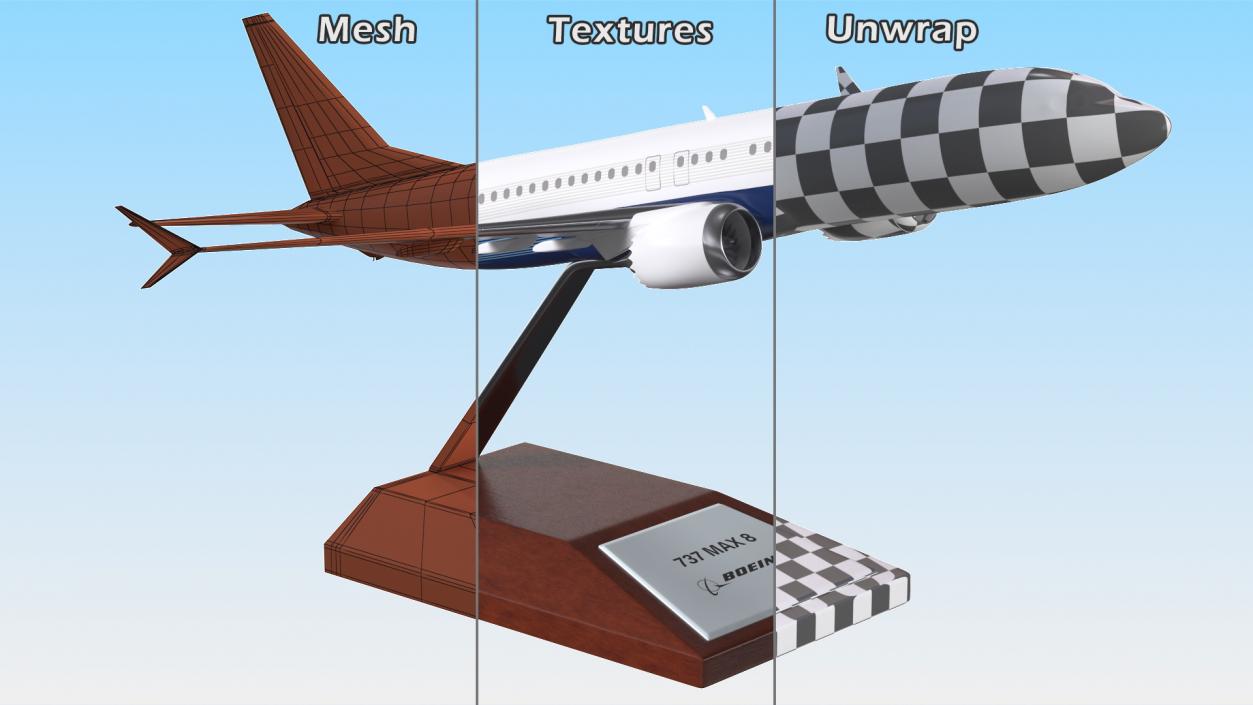 Boeing 737 Max 8 Scale Model with Stand 3D model