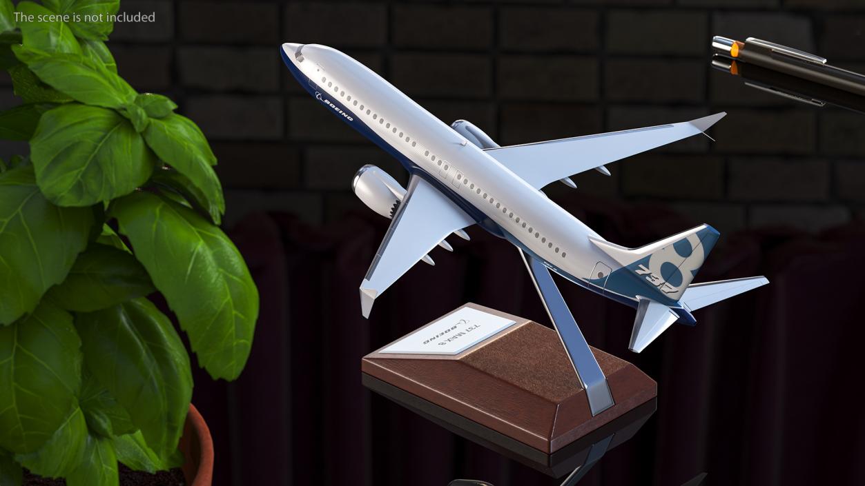 Boeing 737 Max 8 Scale Model with Stand 3D model