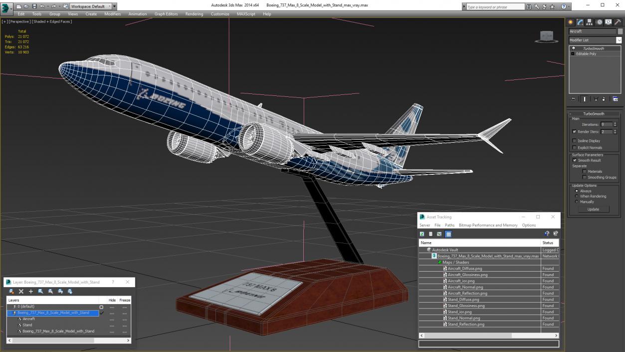 Boeing 737 Max 8 Scale Model with Stand 3D model