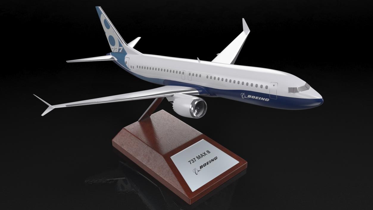 Boeing 737 Max 8 Scale Model with Stand 3D model