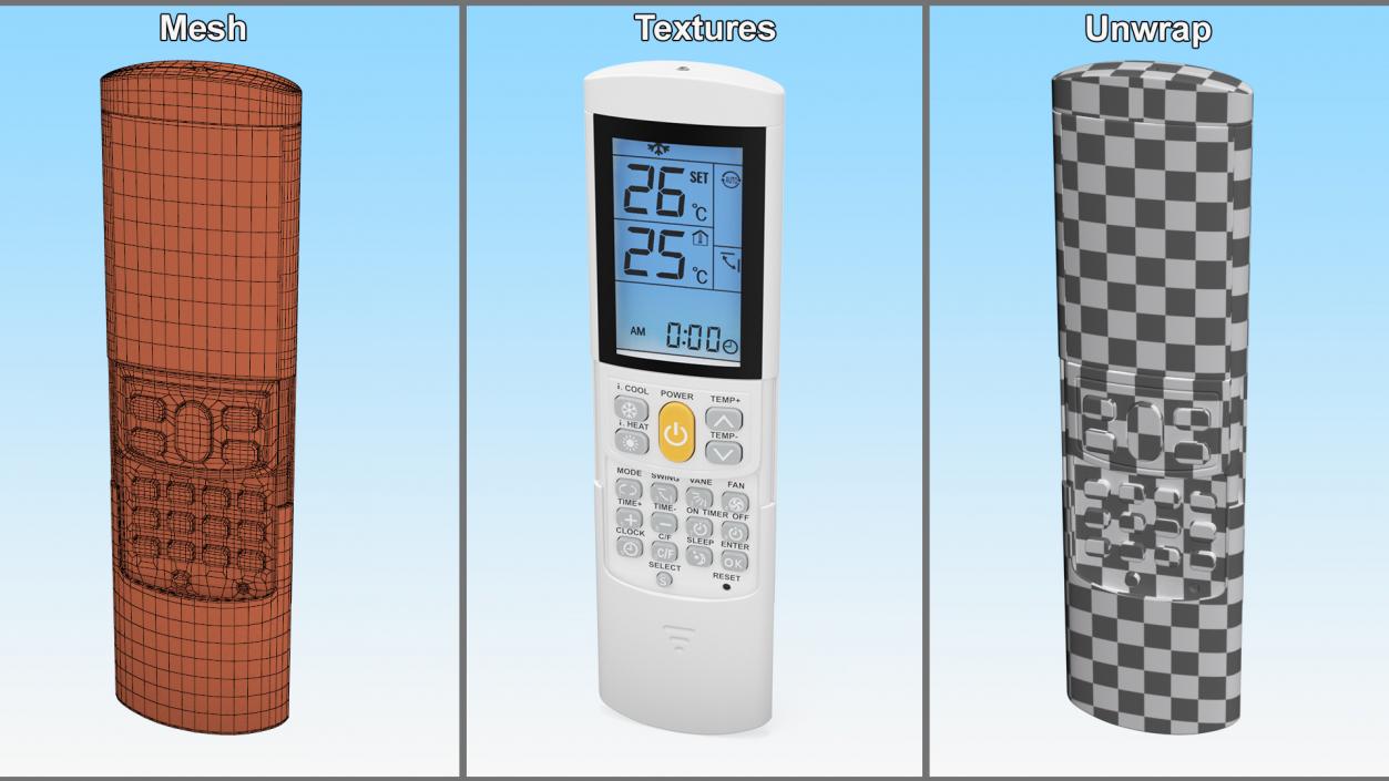 3D Air Conditioner Remote Control White Lights On 2 model