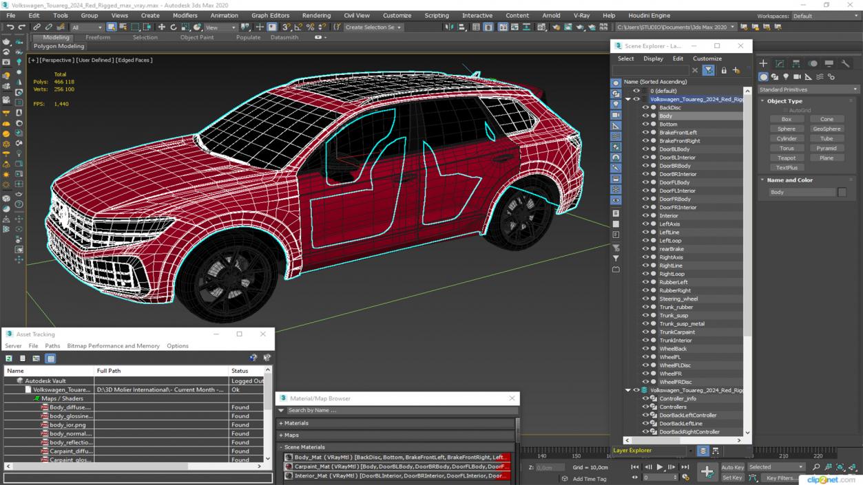 Volkswagen Touareg 2024 Red Rigged 3D model