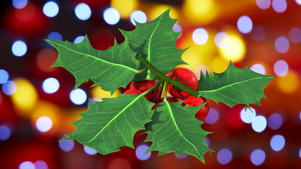 Christmas Decoration Sprig Holly 3D