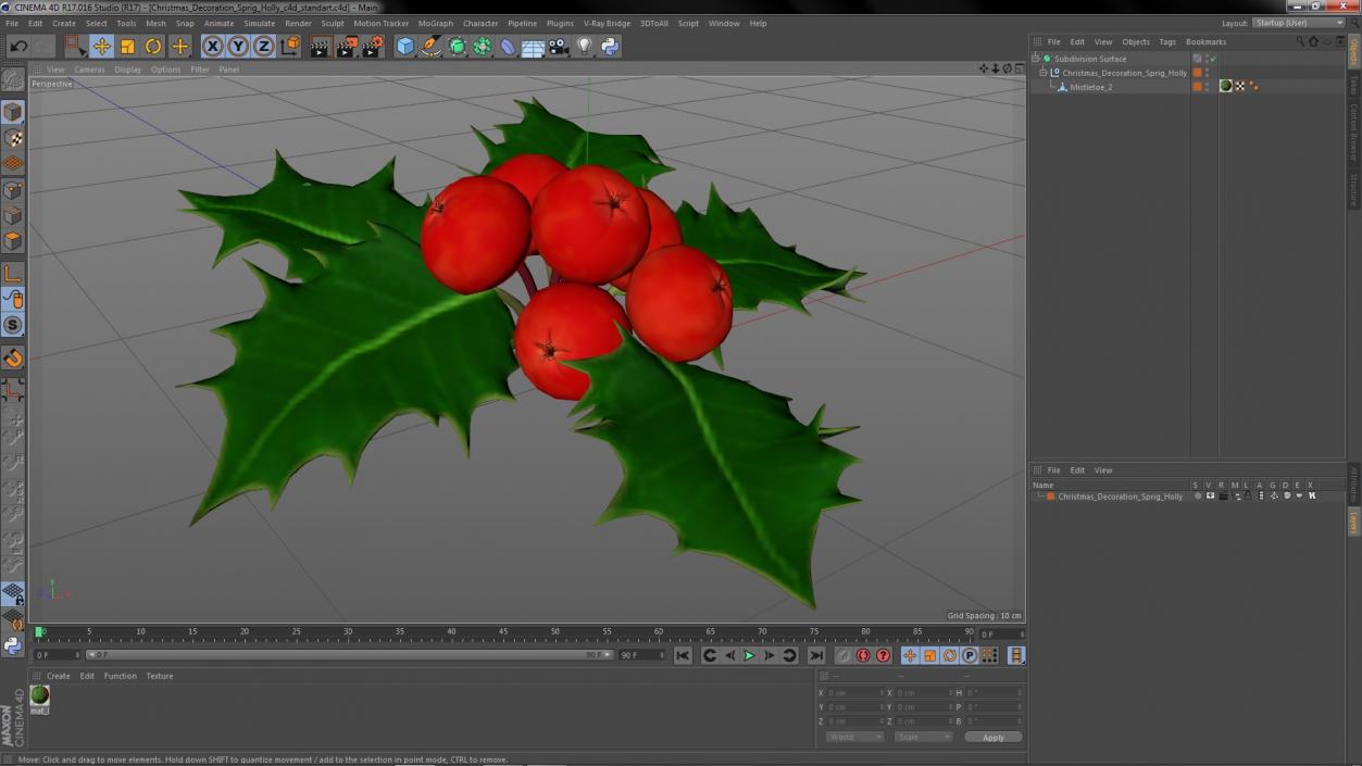 Christmas Decoration Sprig Holly 3D