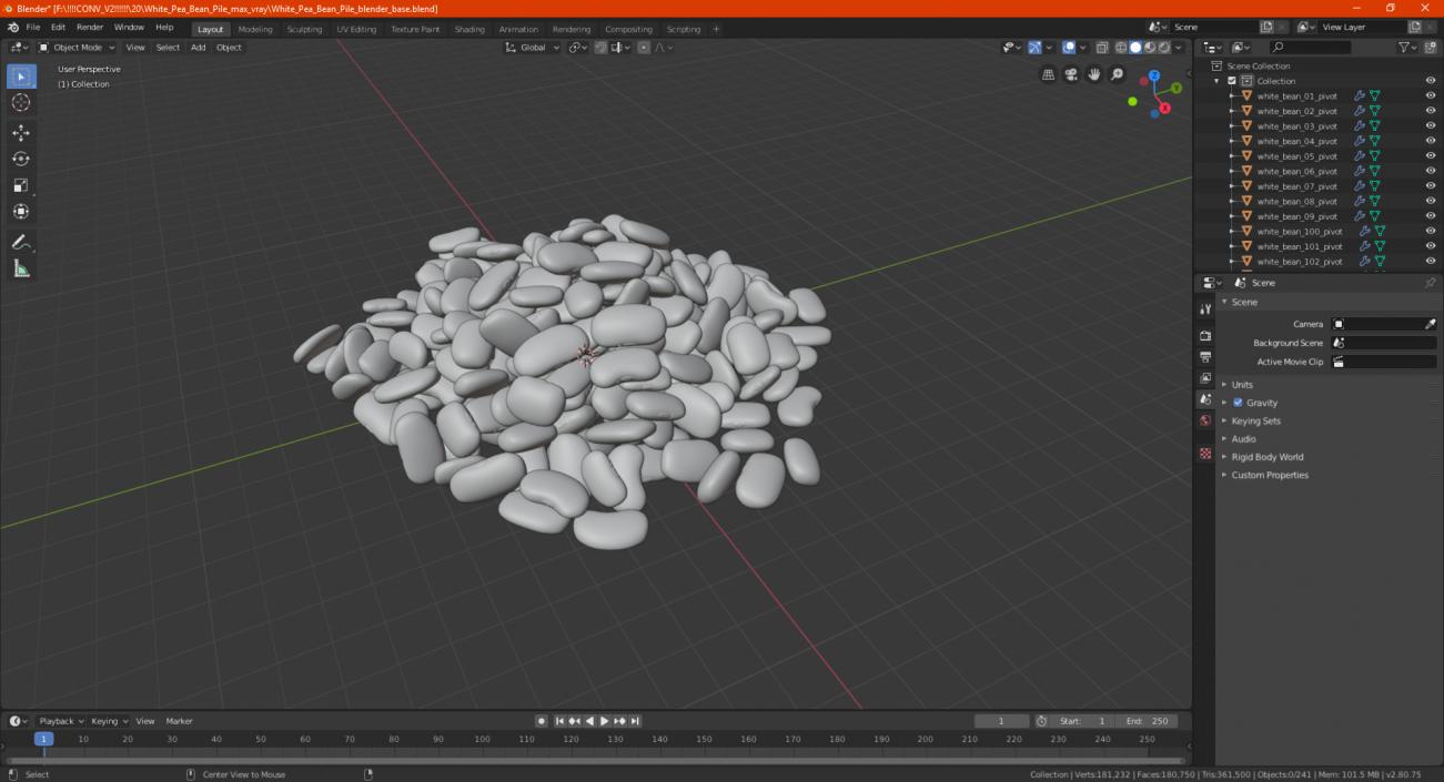 White Pea Bean Pile 3D model