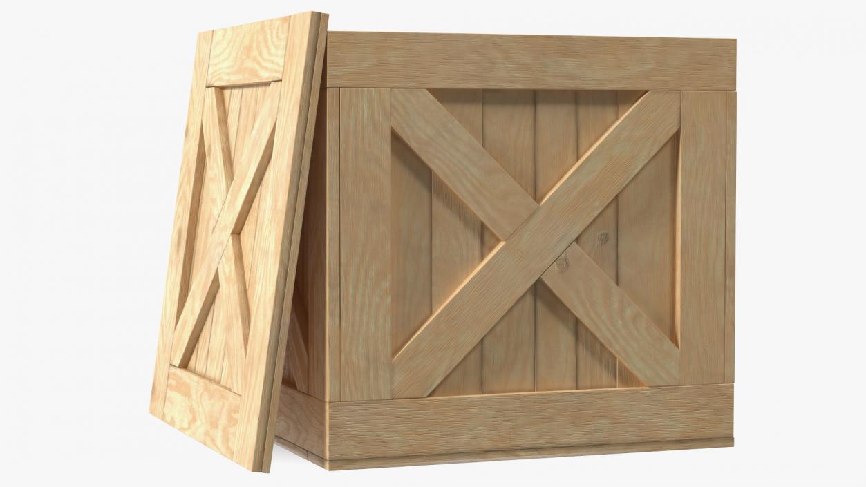 3D Wooden Shipping Box with Lid model