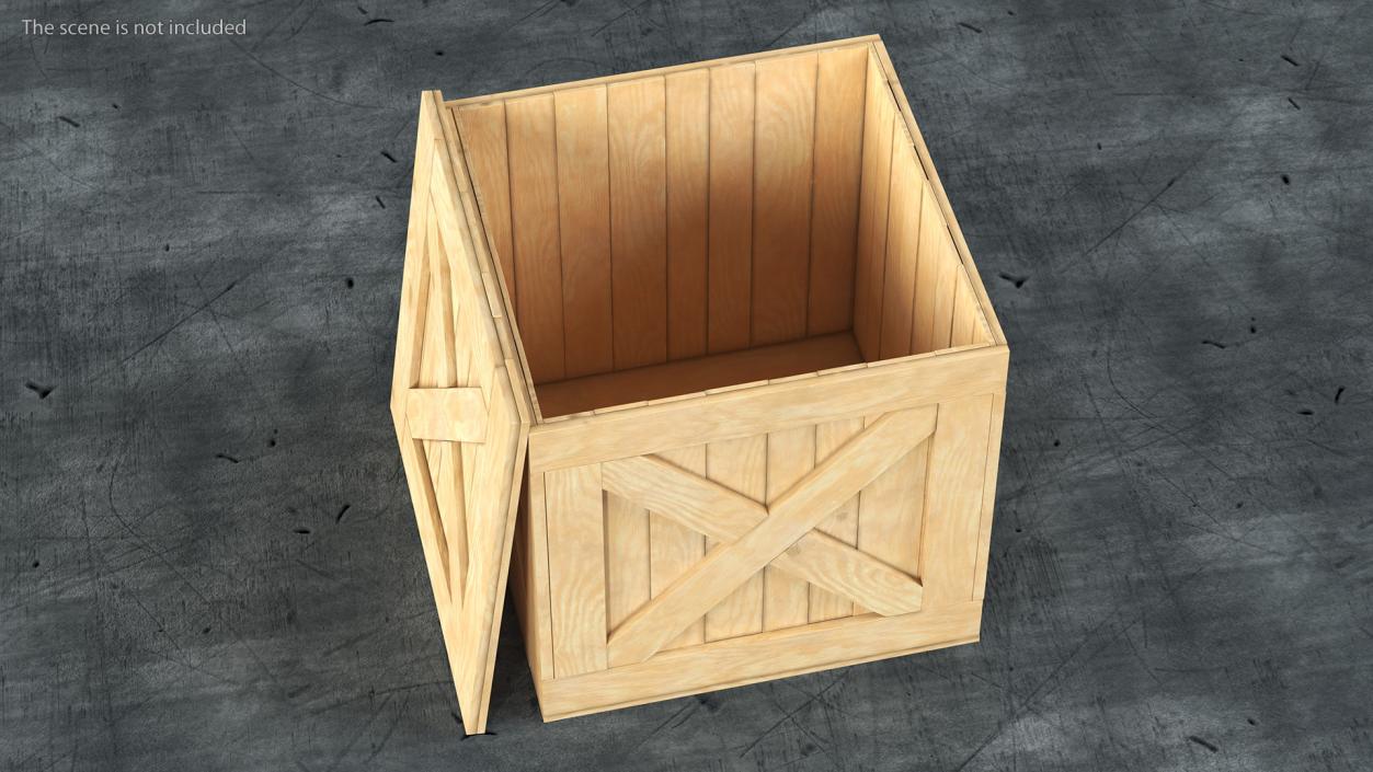 3D Wooden Shipping Box with Lid model