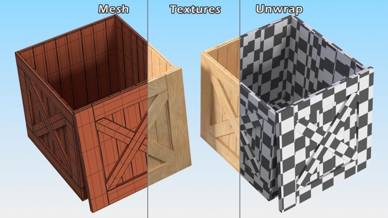 3D Wooden Shipping Box with Lid model