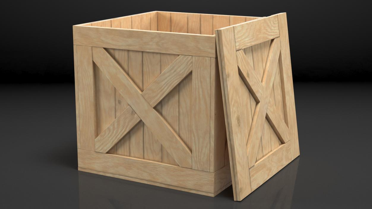 3D Wooden Shipping Box with Lid model