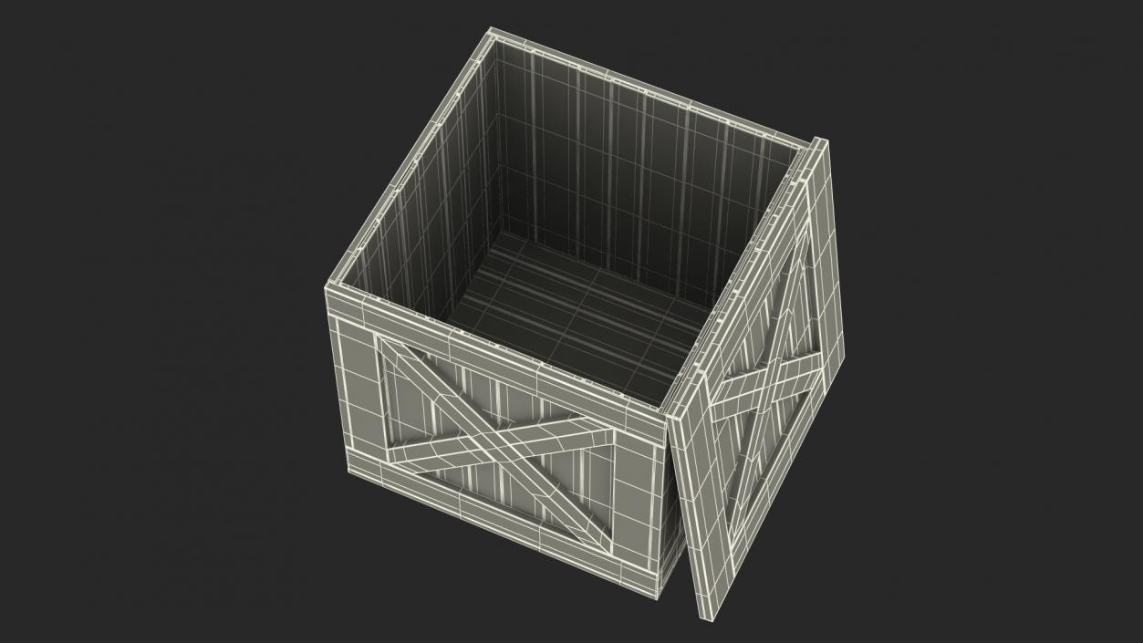 3D Wooden Shipping Box with Lid model