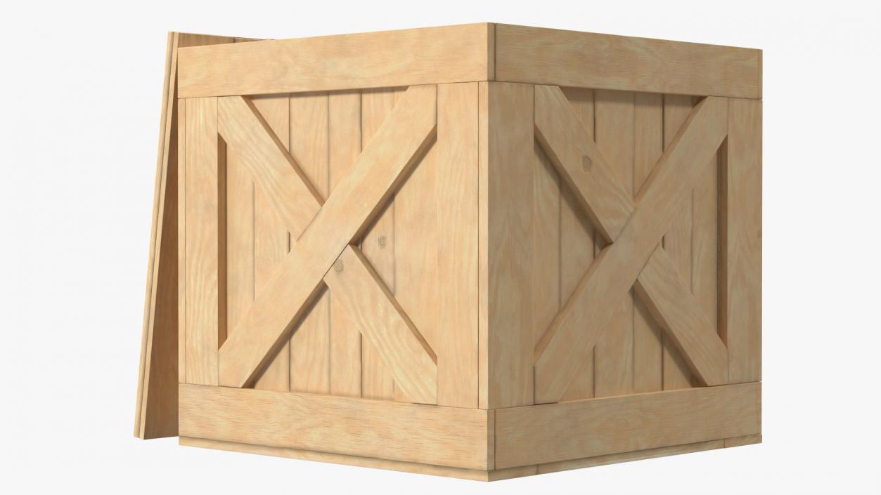 3D Wooden Shipping Box with Lid model