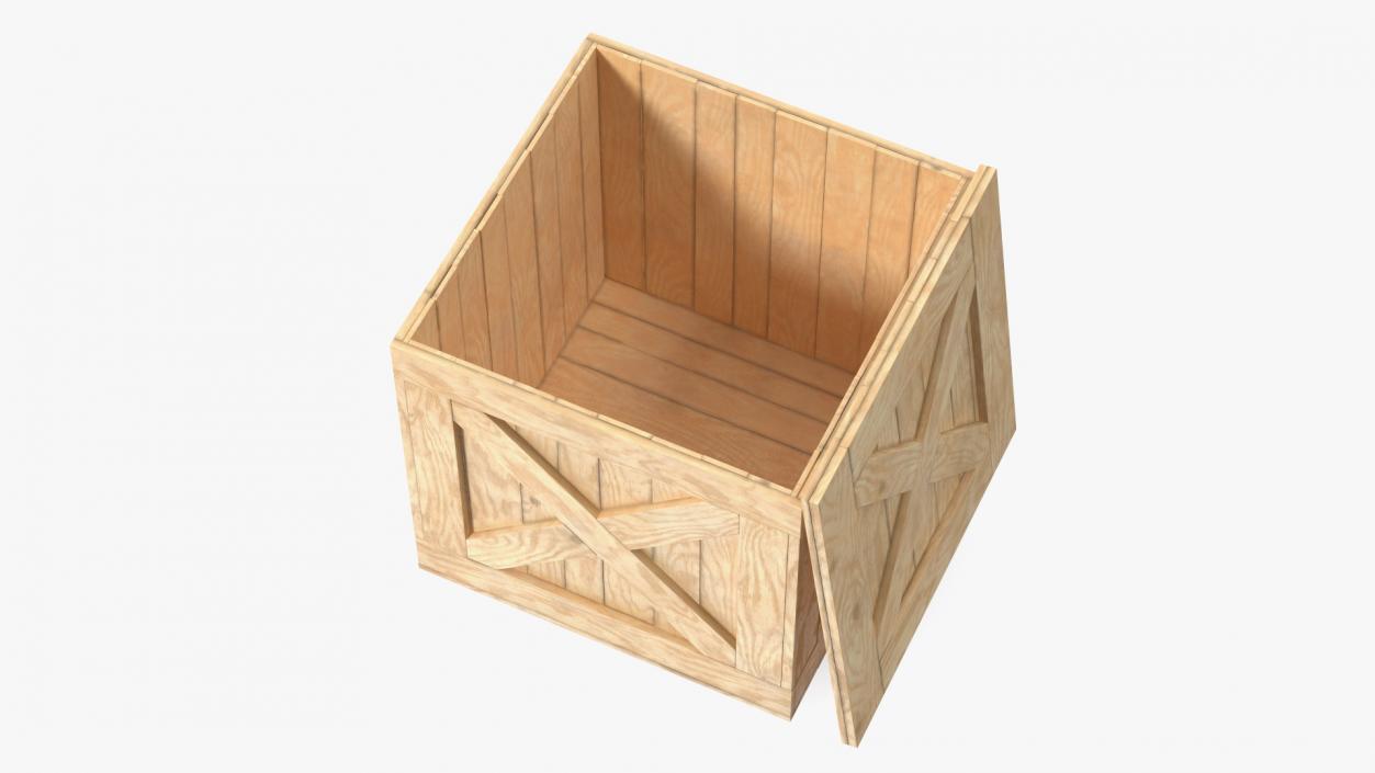 3D Wooden Shipping Box with Lid model