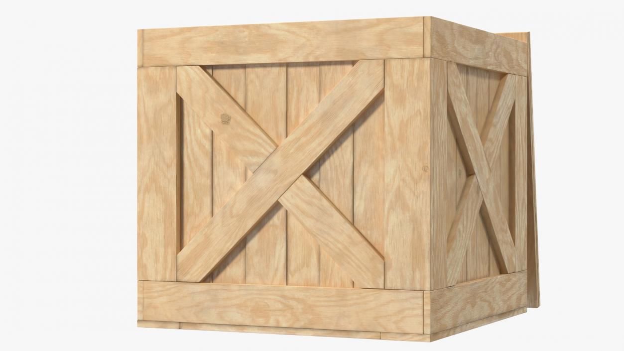 3D Wooden Shipping Box with Lid model