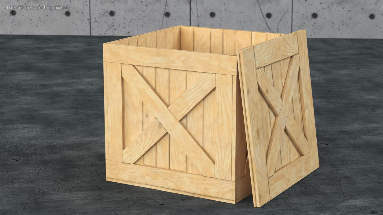 3D Wooden Shipping Box with Lid model