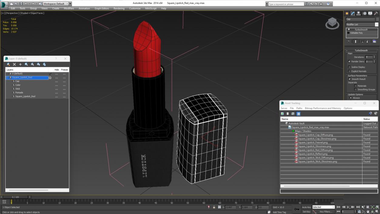 Square Lipstick Red 3D model